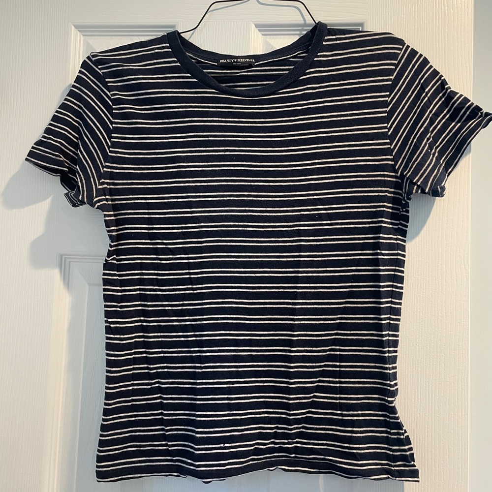 Brandy Melville Navy/White Striped Tshirt